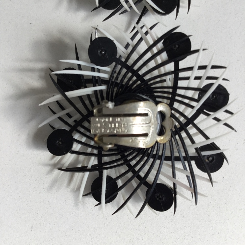 Vintage/Retro Earrings; 3 Pairs( Black&White, Green/Black, Purple/Red)